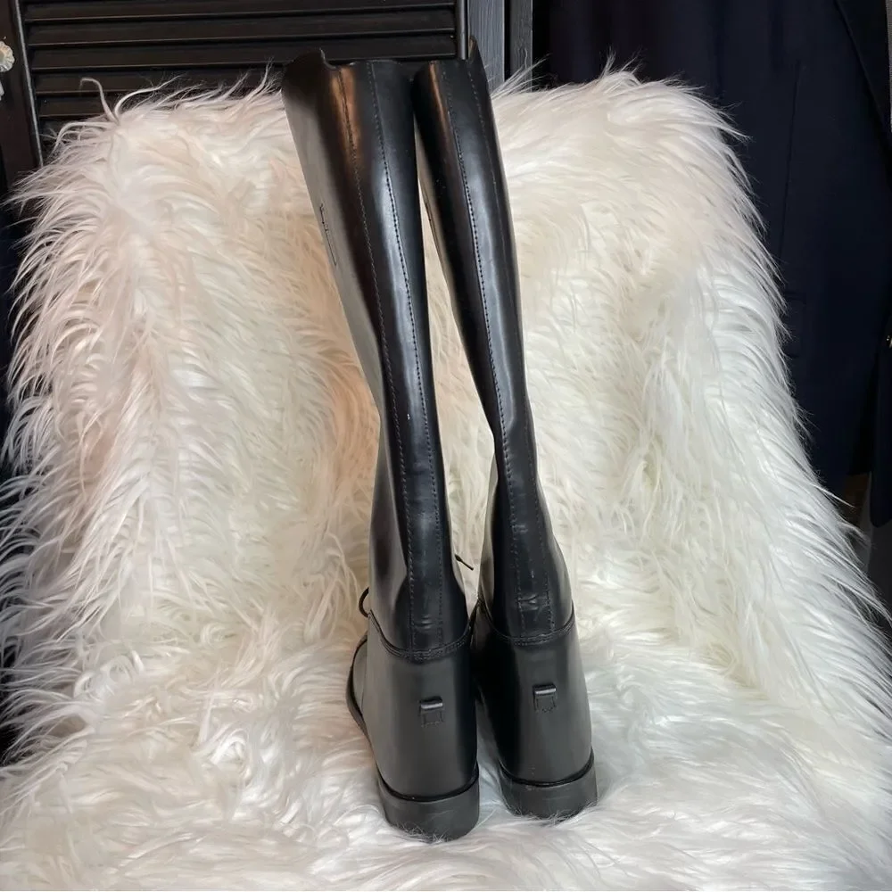 AMAZONAS Cavalier Lace Up Leather English Riding Field Equestrian Tall Boots 5R